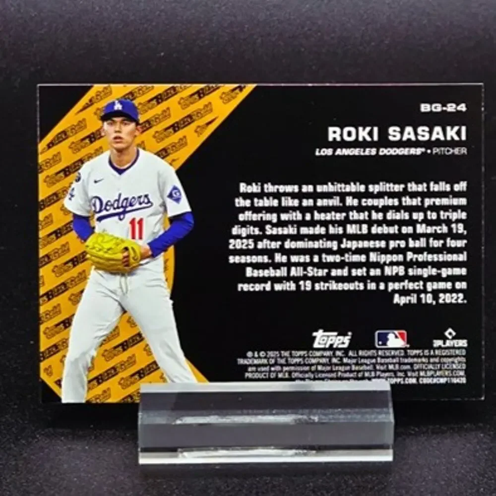 Roki Sasaki Topps Black Gold Heritage RC Los Angeles Dodgers Star - Picture 5 of 5